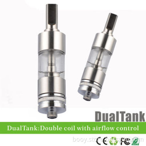 Pyrex Glass Huge Vapor E-cigarette Atomizer Dual Tank Clearomizer with 9 Various Drip Tips